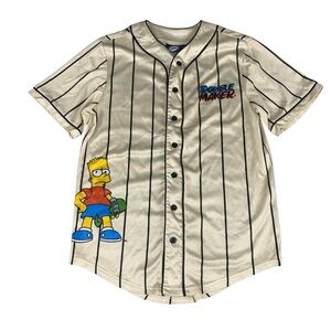 The Simpsons Bart Trouble Maker Baseball Pinstripe Size XS Graffiti Streetwear
